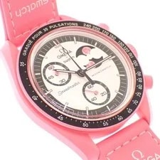 Swatch X Omega Mission To the Pink Moonphase Quartz S033P700 42mm White 3