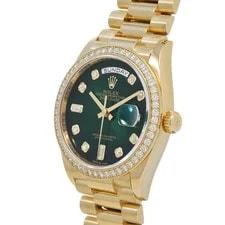 Rolex Day-Date 36 128348RBR 36mm Yellow Gold Green #WW3265 2