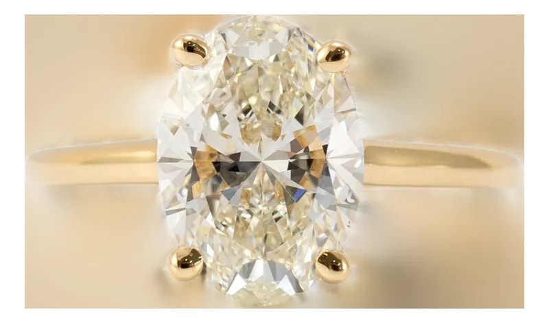 14k Yellow Gold 3.01ct Igi Oval Cut Lab Grown Diamond Solitaire Engagement Ring, Size 7.5 — Jewelry — resale