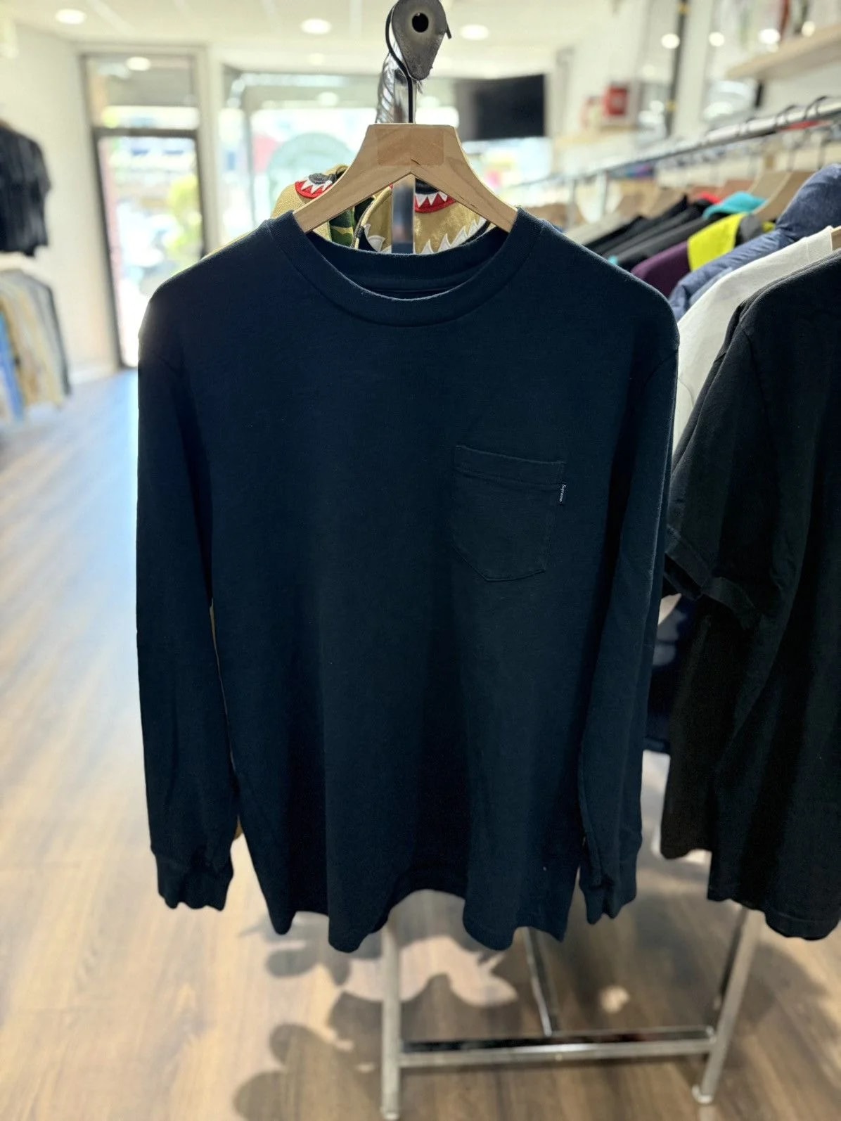 Supreme — Supreme Long Sleeve Pocket Tee Large Script Pocket Tab — streetwear — resale