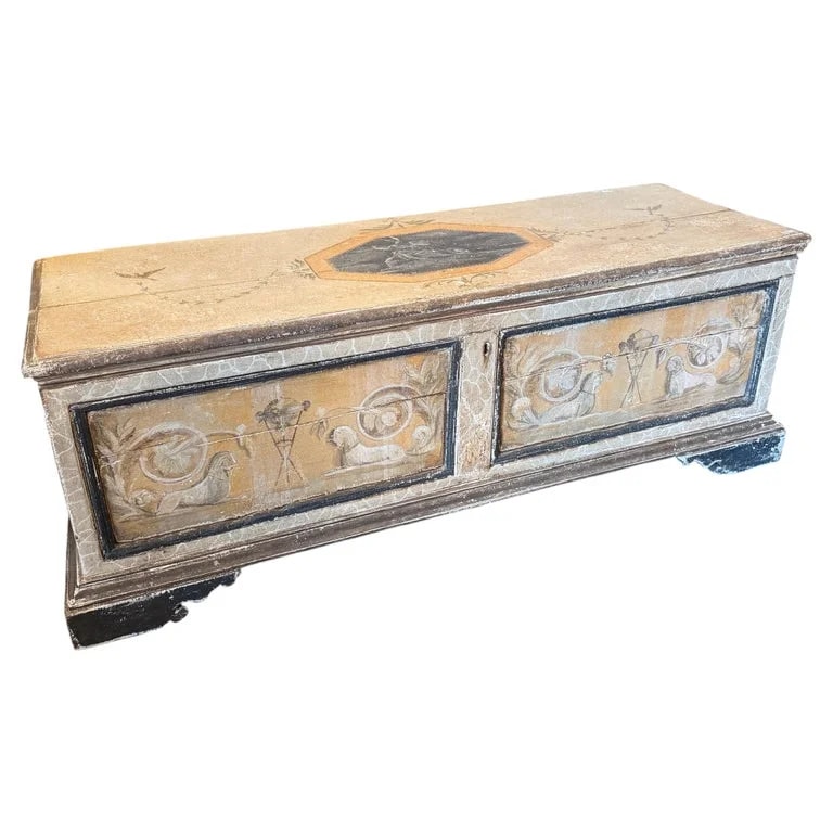 19th Century Neoclassical Revival Hand-Painted Italian Blanket Chest — Furniture — resale