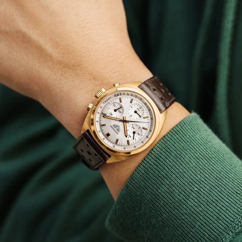 1970s Heuer Carrera Ref. 73655 S in Gold Plate With Papers 2