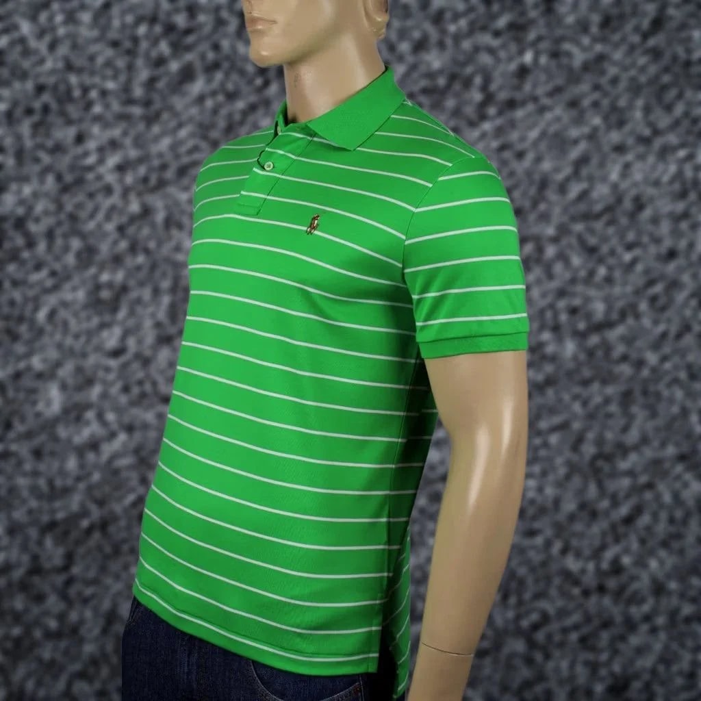 Ralph Lauren — Ralph Lauren Striped Pima Cotton Interlock Polo Shirt Classic Fit Polo Shirt, , Striped, 100% Cotton, Short Sleeve, Embroidered Pony, Pullover, , Xs-xl — streetwear — resale