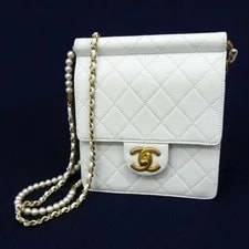 Chanel — Chanel Flap Matelass Fake X Chain Coco Mark Pochette Whit — Handbag — resale