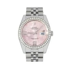 Rolex Datejust 36 Mm Pink Floral Diamond Dial Stainless Steel Oyster Bracelet Wa 3