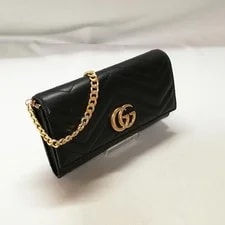Gucci GG Marmont Chain Wallet Chevron Quilted Authentic Good Cond 2