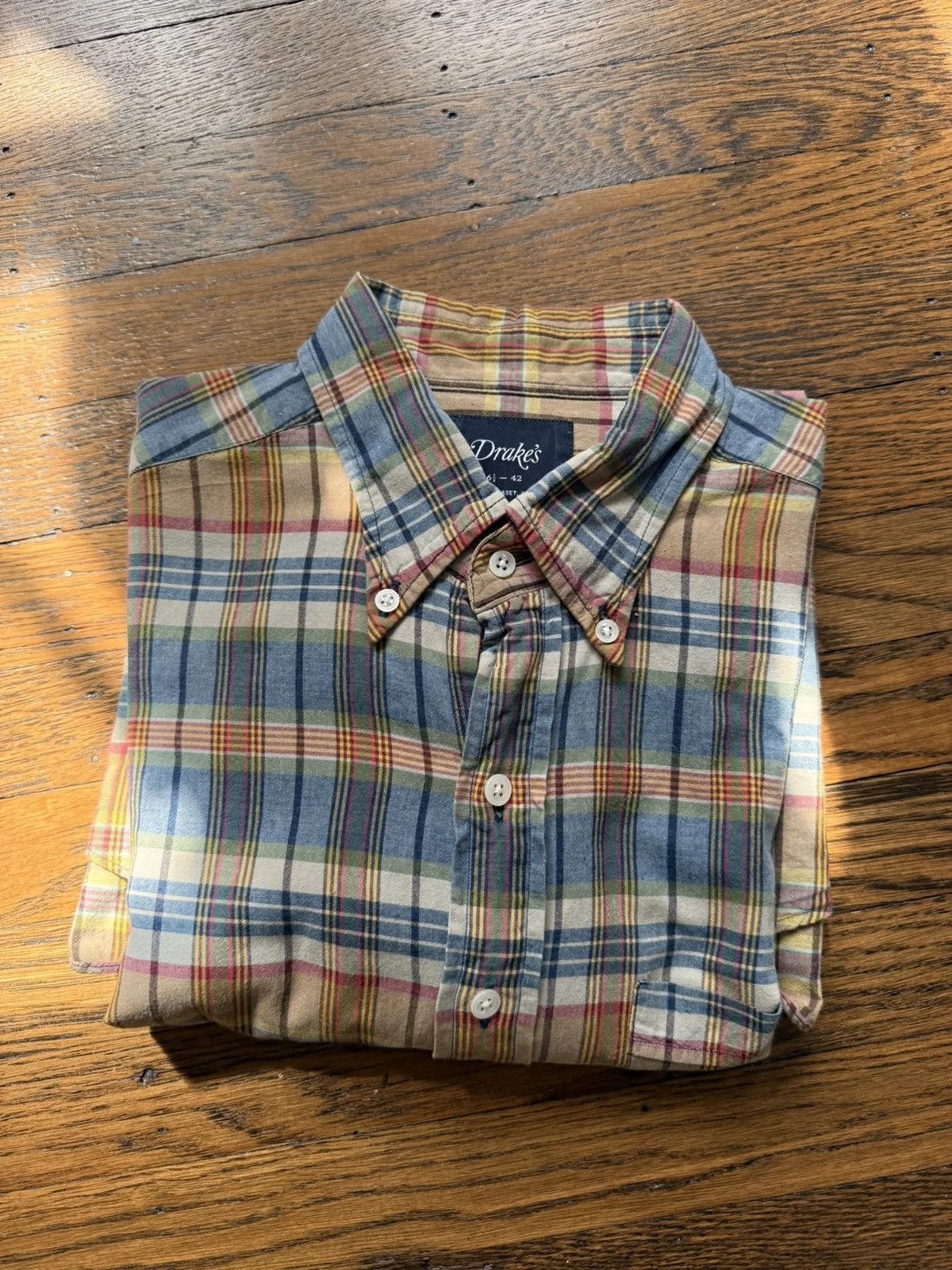 Drake's — Drake's Indian Madras Button Down Shirt — streetwear — resale