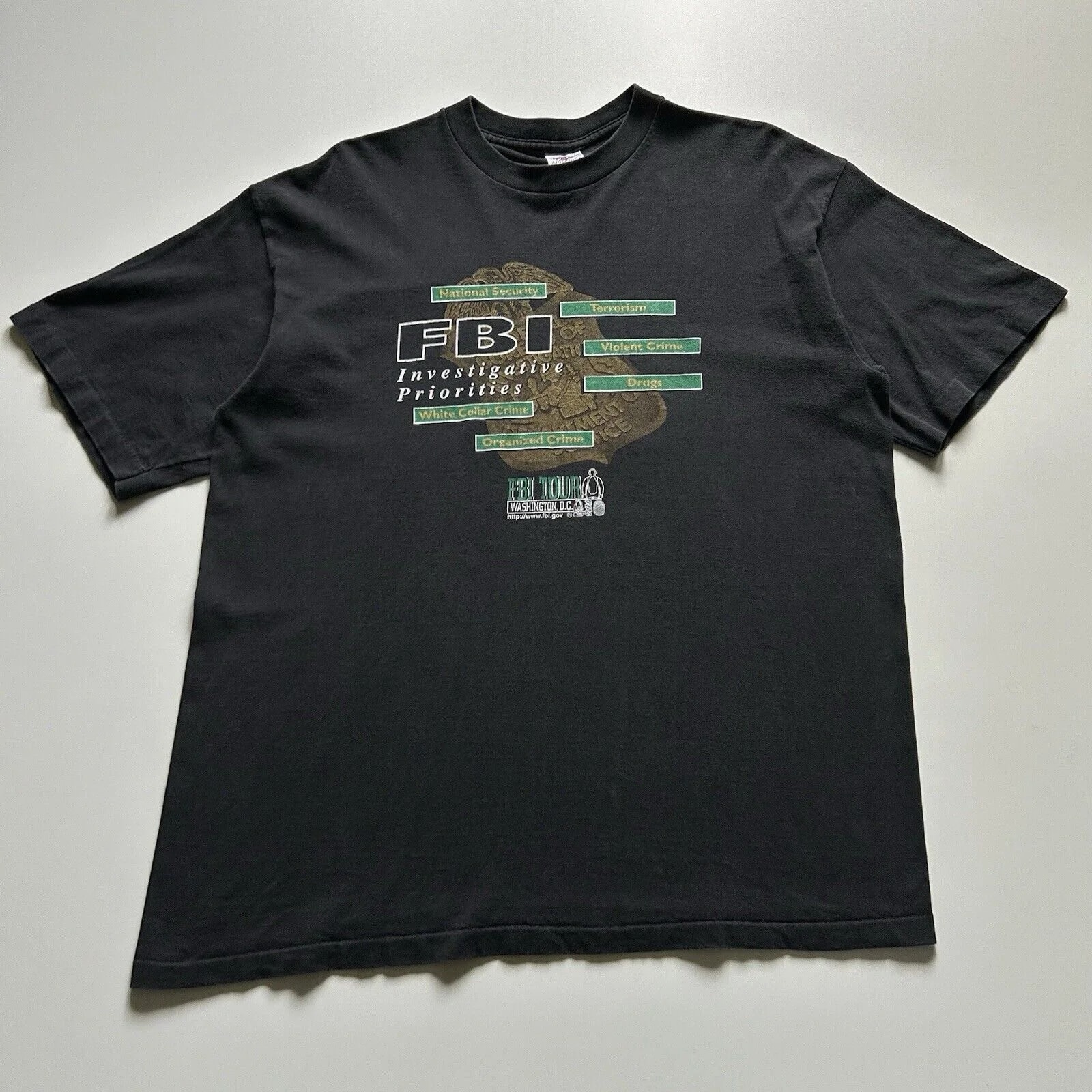 90s FBI Washington DC T Shirt XL Made in USA Faded — streetwear — resale