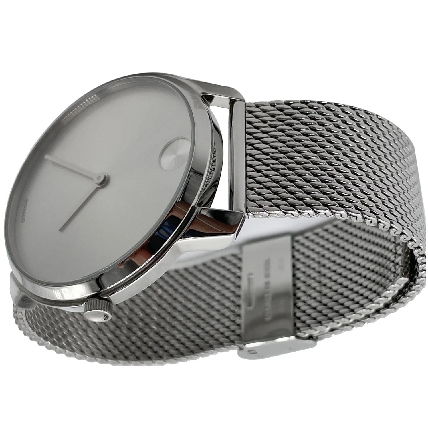Movado Bold Thin Swiss Stain Steel Mesh Band Grey Dial 42MM 3