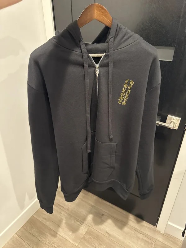 Chrome Hearts — Hearts Vertical Logo Zip Up Hoodie — streetwear — resale