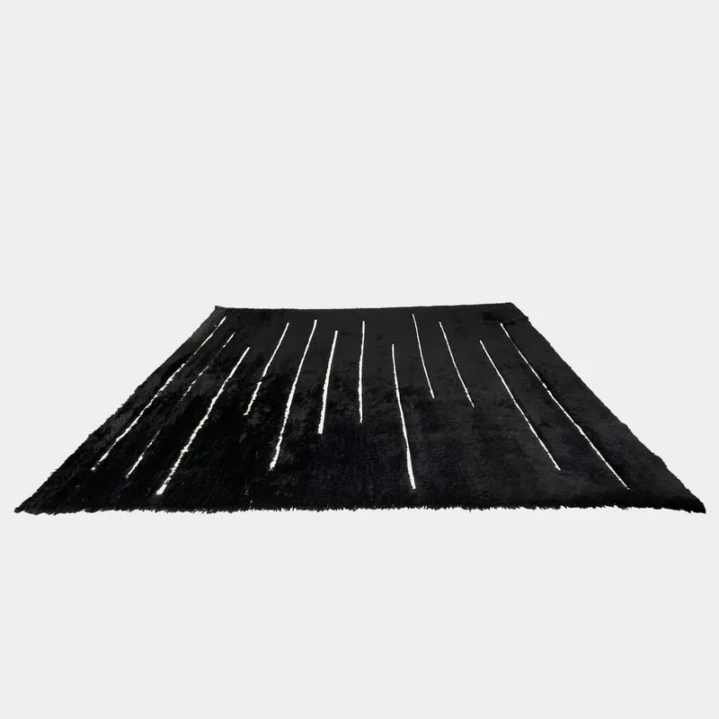 Woven Dilla Black & Ivory - High/Low Pile 8’x10’ Wool Rug 4