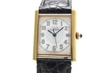 Cartier Must Tank GM Ref.2413 Quartz Date White Dial Vermeil 25.5mm 2