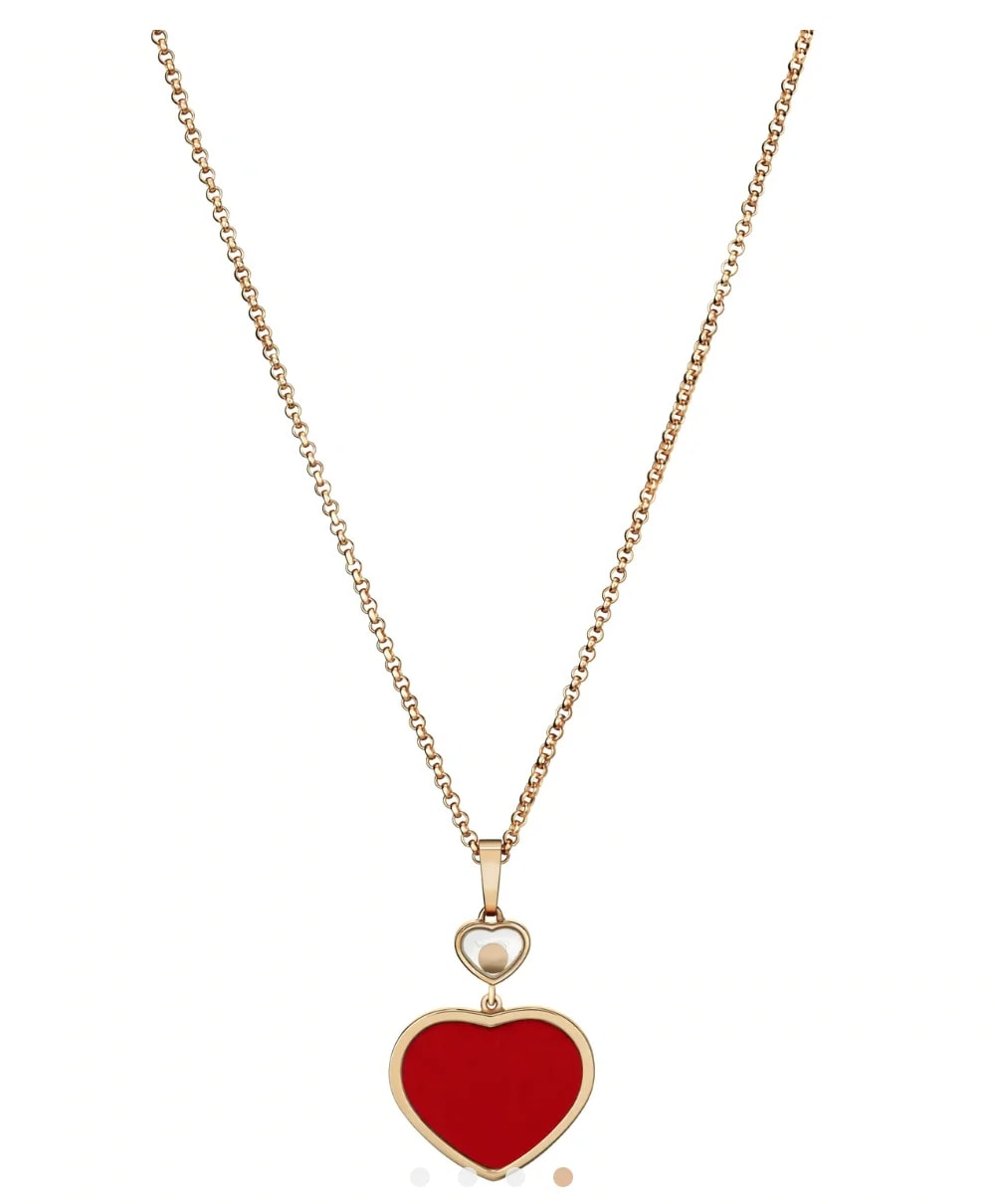 Chopard — Chopard Rose Gold Red Happy Hearts Necklace 0.05 Carat — Watch — resale