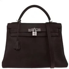 Hermès — Hermes Chocolat Kelly 32 Retourne 2way □J N25 156240 — Handbag — resale