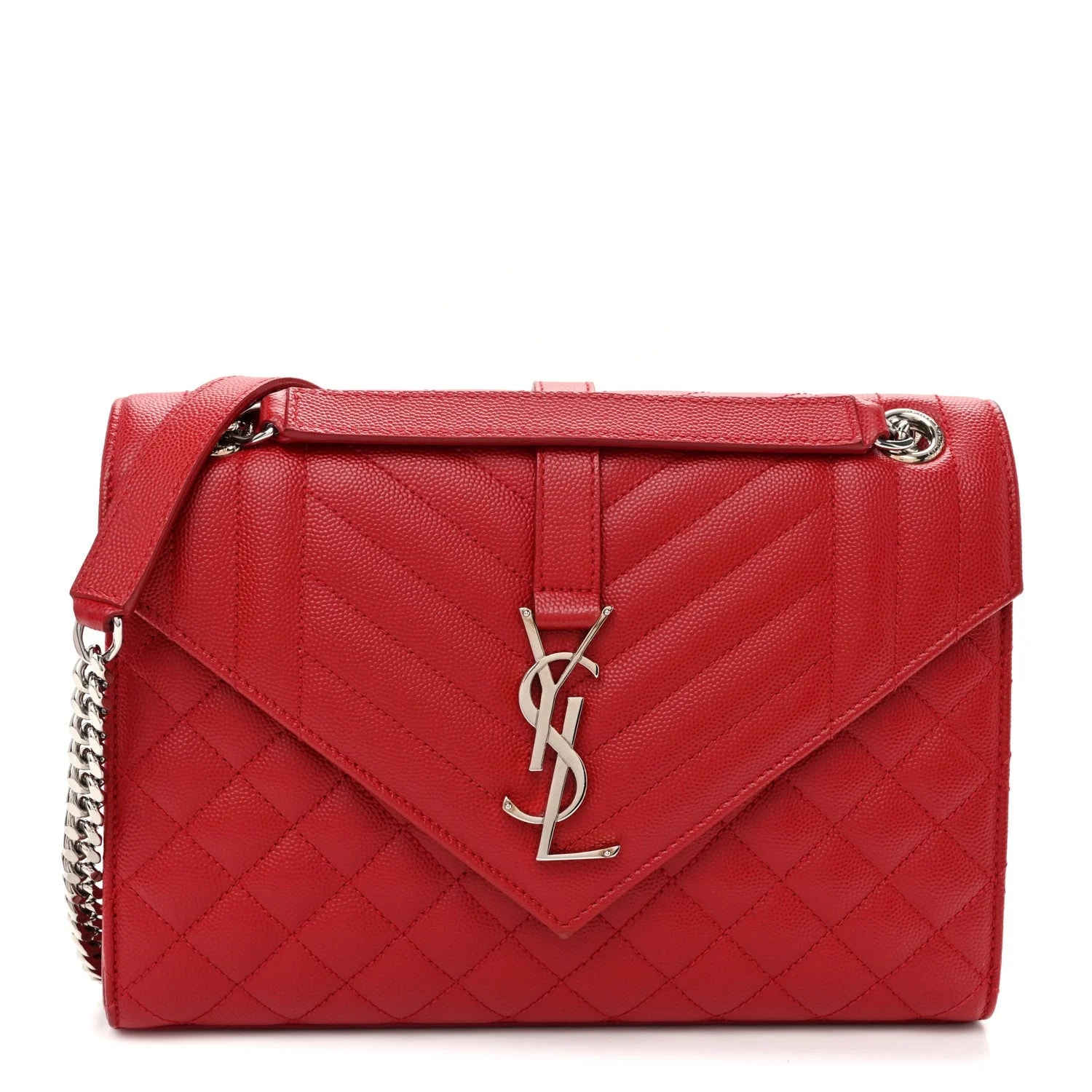 Saint Laurent — Grain de Poudre Textured Mixed Triquilt Medium Satchel New — Handbag — resale