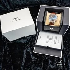 IWC Portuguese Chrono Gray Dial White Gold Diamond Bezel Gator Strap IW371474 3