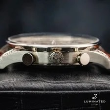 IWC Portuguese Chrono Gray Dial White Gold Diamond Bezel Gator Strap IW371474 4