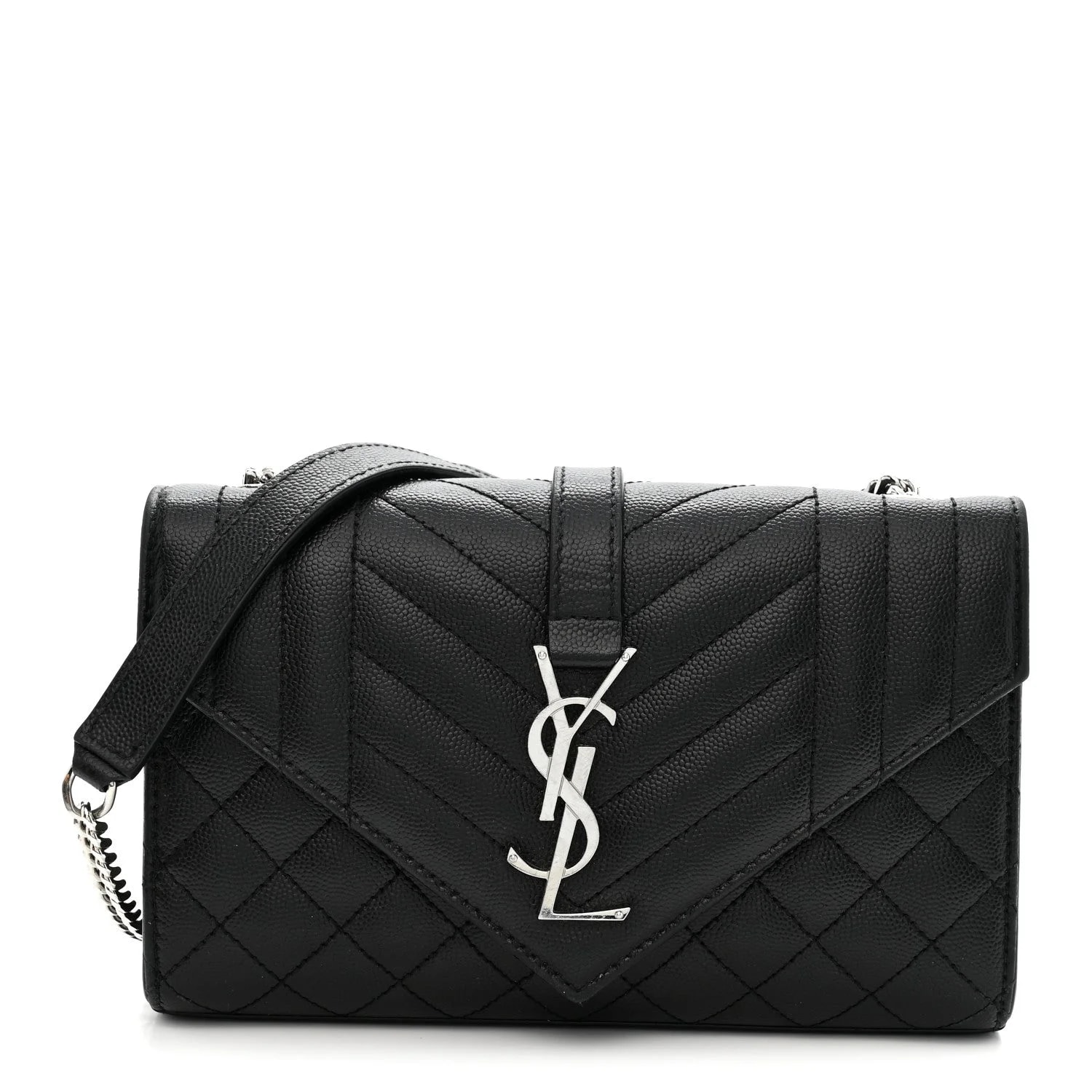 Saint Laurent — Grain de Poudre Textured Mixed Triquilt Small Satchel — Handbag — resale
