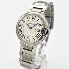 Cartier Ballon Bleu 36 Silver Roman Guilloche Dial Quartz W69011Z4 4