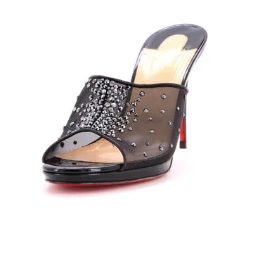 Christian Louboutin — Miss Z Degrastrass Heeled Mules Embellished and 100 — Designer Shoe — resale