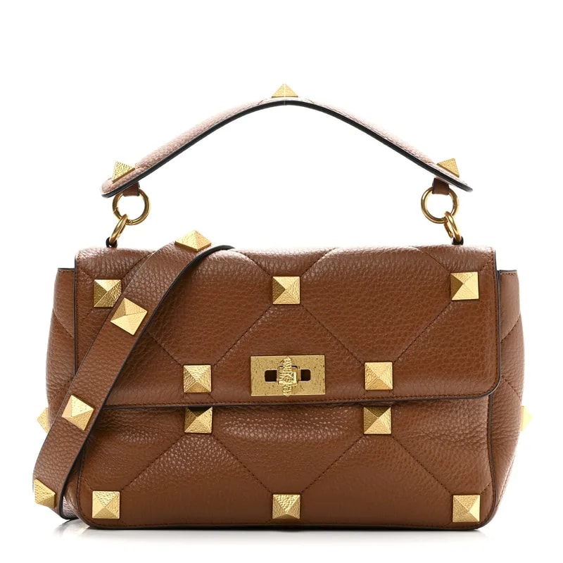 Valentino Garavani — Grained Large Roman Stud Selleria — Handbag — resale
