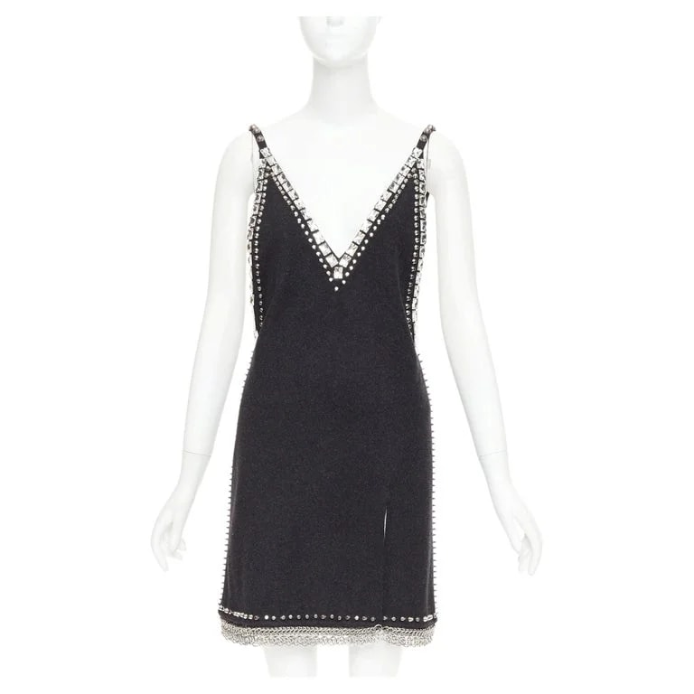 Miu Miu, Miuccia Prada — MIU 2021 Runway Stud Chainmail Slip Dress IT38 — Clothing — resale