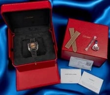 Cartier Santos Brown “Tiger Eye” Dial Medium 35.1mm Complete Set – WSSA0065 2