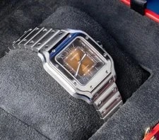 Cartier Santos Brown “Tiger Eye” Dial Medium 35.1mm Complete Set – WSSA0065 4