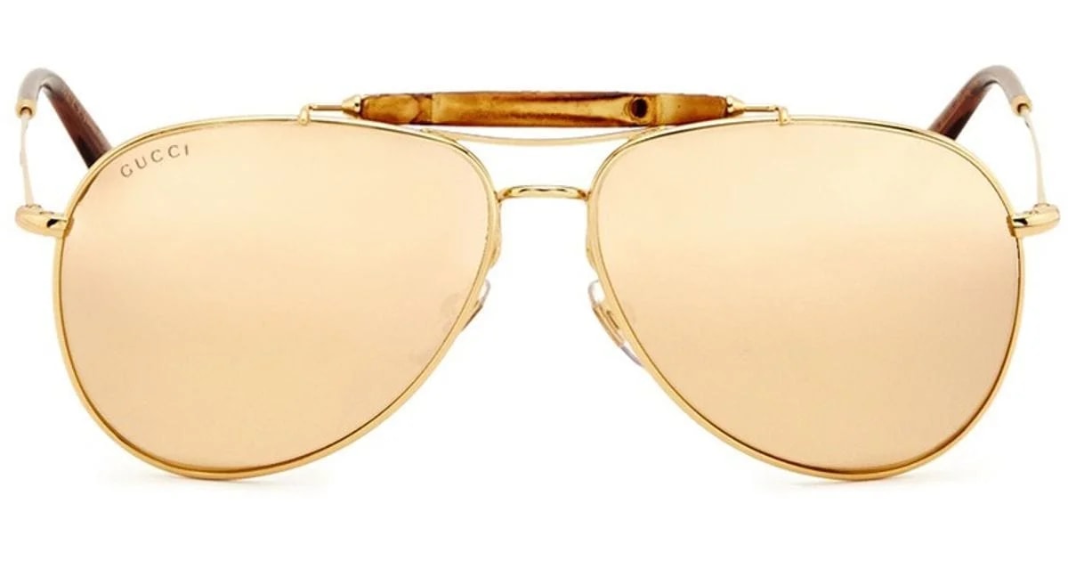 Gucci — Gucci Bamboo Aviator Mirror Lenses Sunglasses — Accessory — resale
