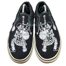 Vans Dropkick Murphys Slip on Shoes 11 Skeleton Bagpiper 3