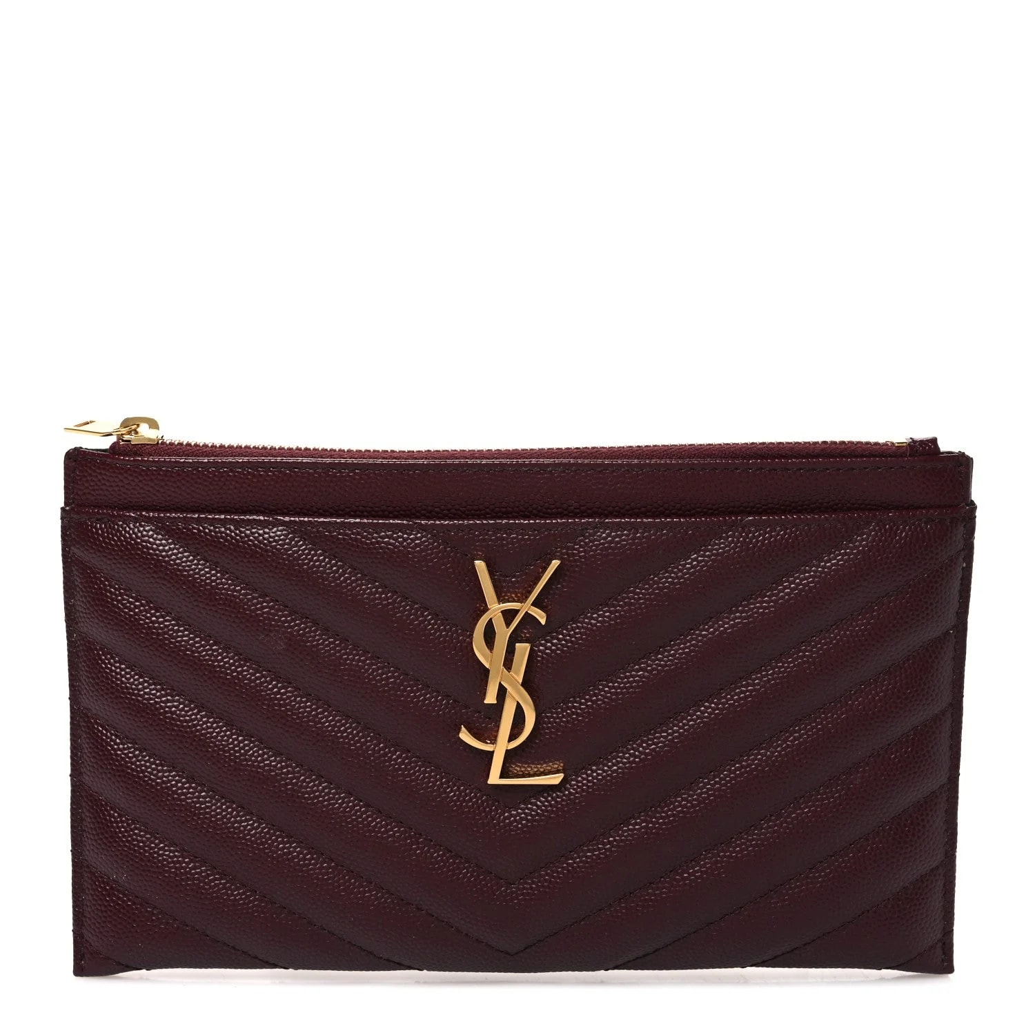Saint Laurent — Grain de Poudre Chevron Bill Pouch Legion — Accessory — resale