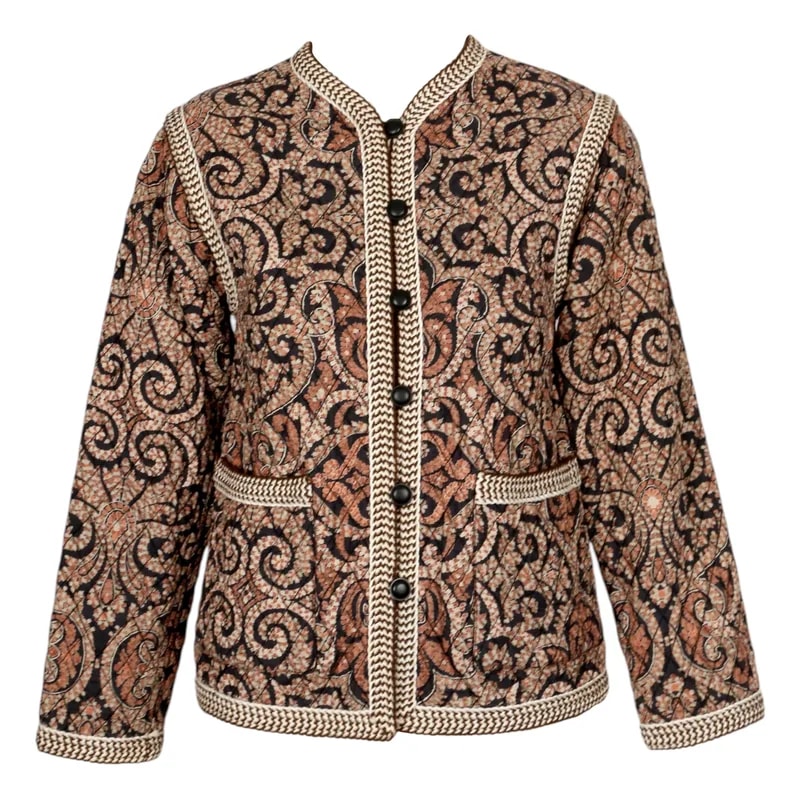 Yves Saint Laurent — 1977 Yves Saint Laurent Batik Printed Quilted Runway Jacket — Clothing — resale