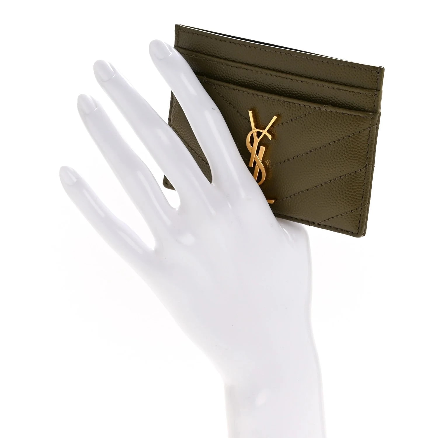 Grain de Poudre Chevron Credit Card Case Kaki 2