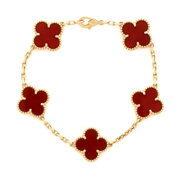 Van Cleef & Arpels — Alhambra 5 Motifs 18K Yellow Gold and Carnelian — Jewelry — resale
