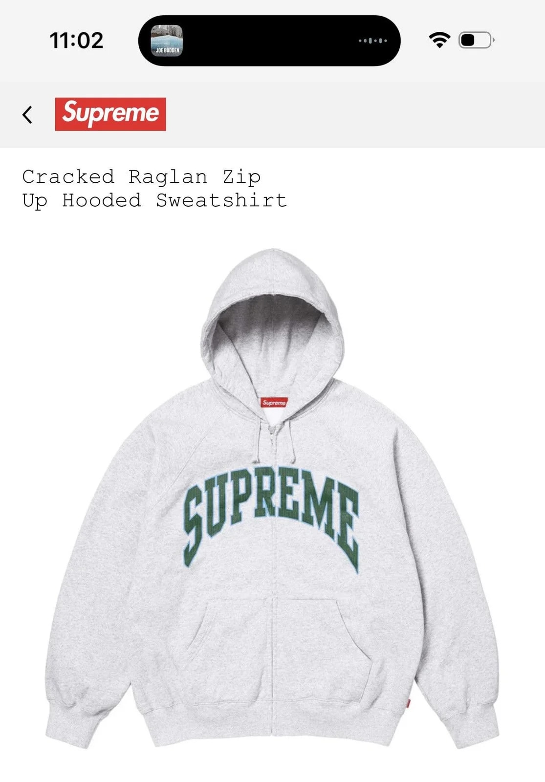 Supreme Cracked Raglan Zip Up Hooded Sweatshirt 2