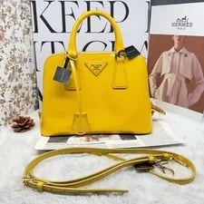 Prada — Prada Lux Small Dome Crossbody Yellow Gold Hardware Auth — Handbag — resale