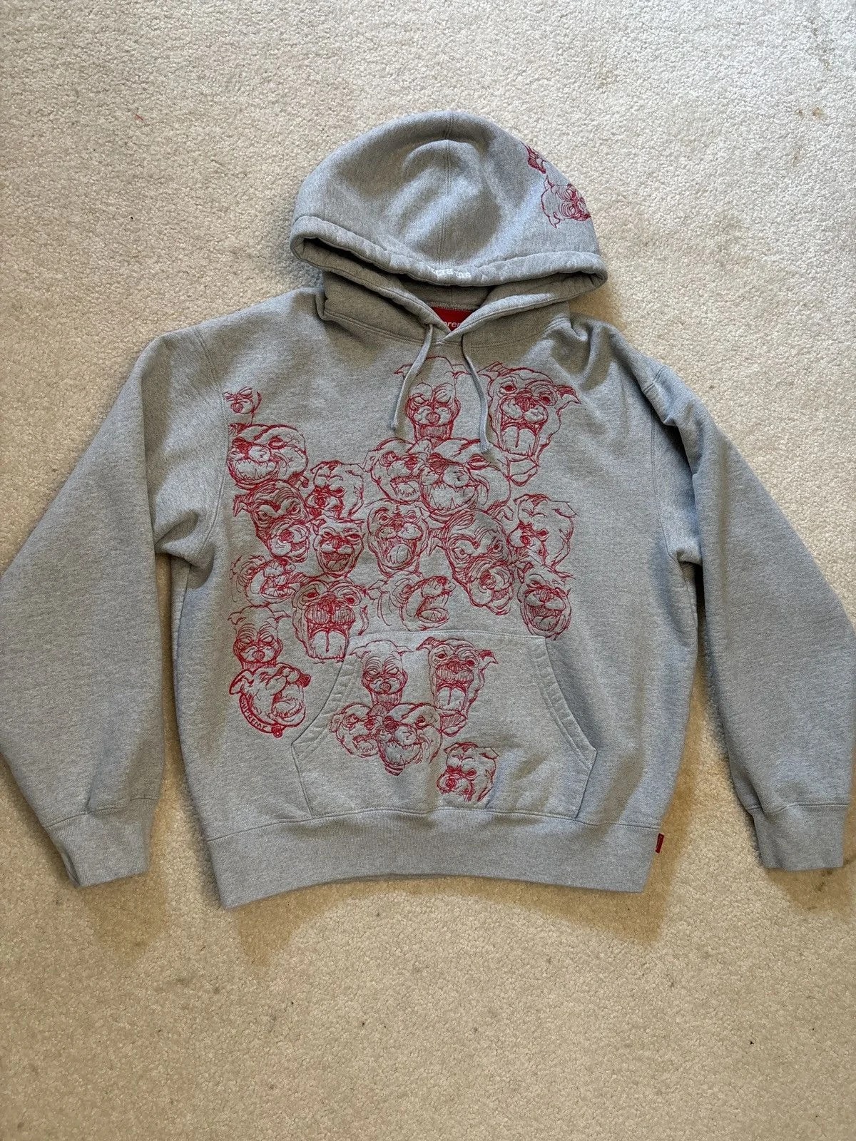 Supreme — Supreme Pitbulls Embroidered Hooded Sweatshirt 'Heather — streetwear — resale