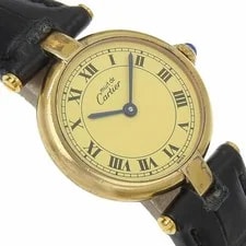 Cartier Must Vendome Vermeil cal.90 590004 Silver 925 X Embossed Leather G 3