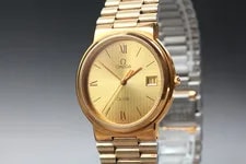 [Exc+5] 1984 Omega de Ville Cal.1430 Quartz Date Gold 32mm 3