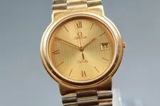 [Exc+5] 1984 Omega de Ville Cal.1430 Quartz Date Gold 32mm 4