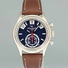 2026 Service Paper Patek Philippe 5960G White Gold Chrono Blue Annual Calendar 2