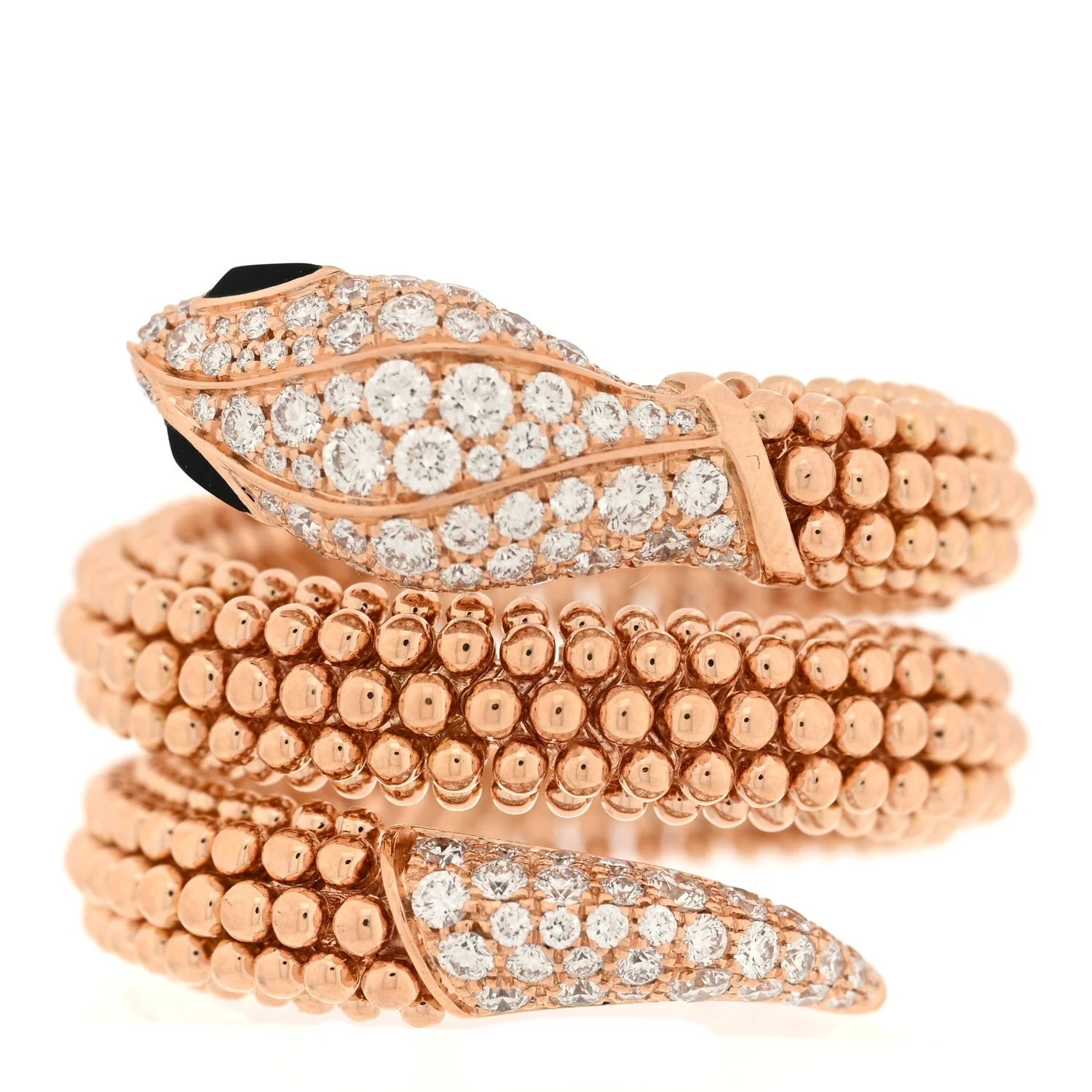 Bulgari — 18K Rose Gold Two Coil Pave XL — Jewelry — resale
