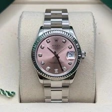 Rolex — Rolex Datejust 31 Pink Diamond Dial Stainless Steel Fluted Bezel Oyster Bracelet — Watch — resale