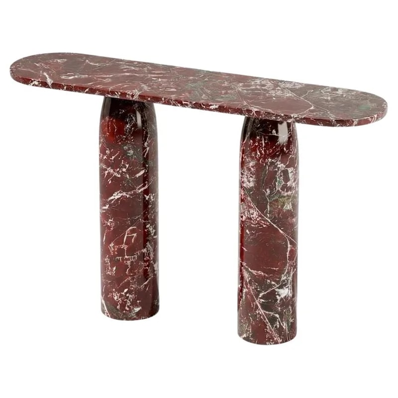 Rosso Levanto Marble Console Table - Red Marble Entrway Table — Furniture — resale