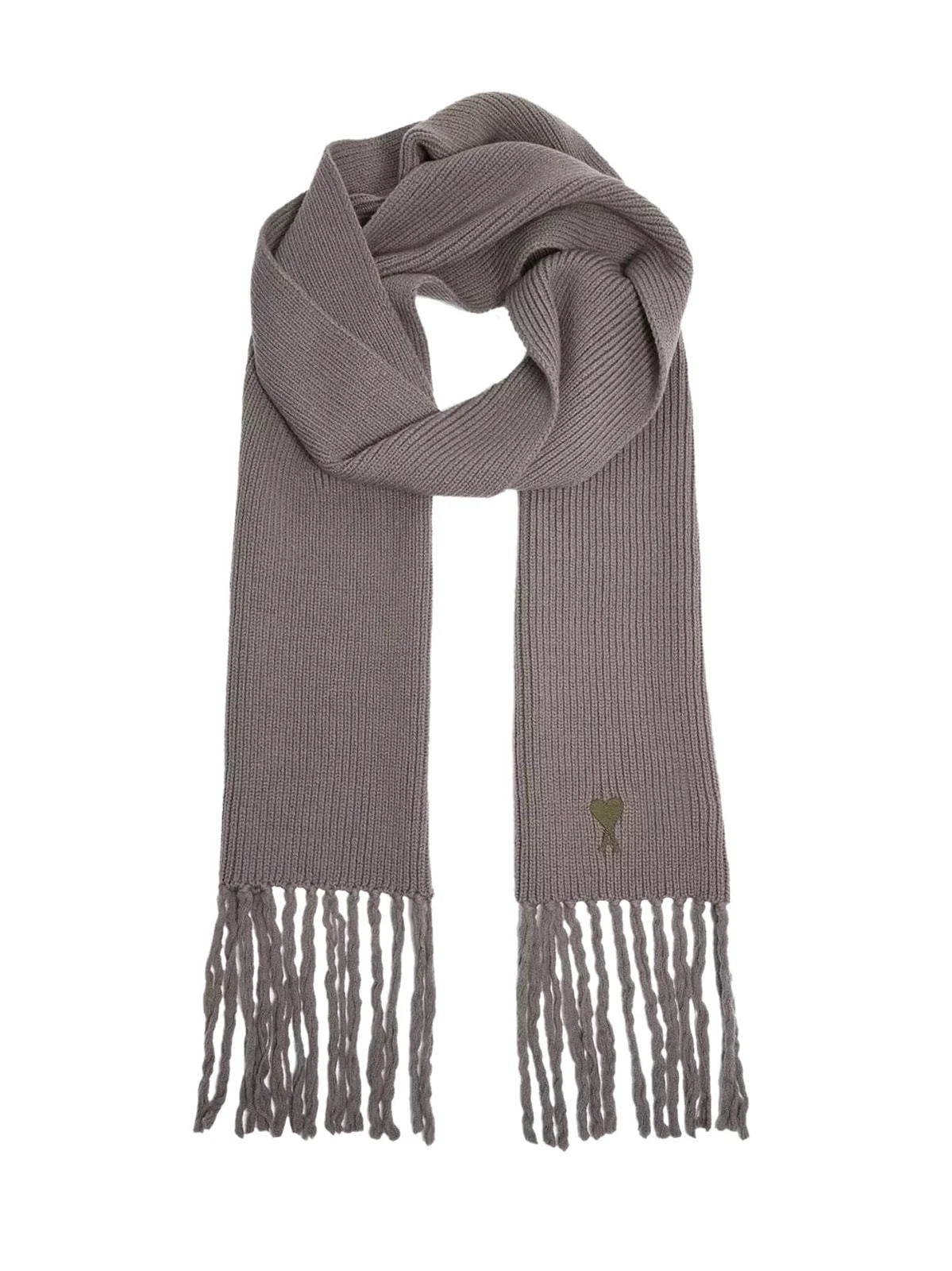 Ami Paris Logo-Embroidered Virgin Scarf — Scarfs 4