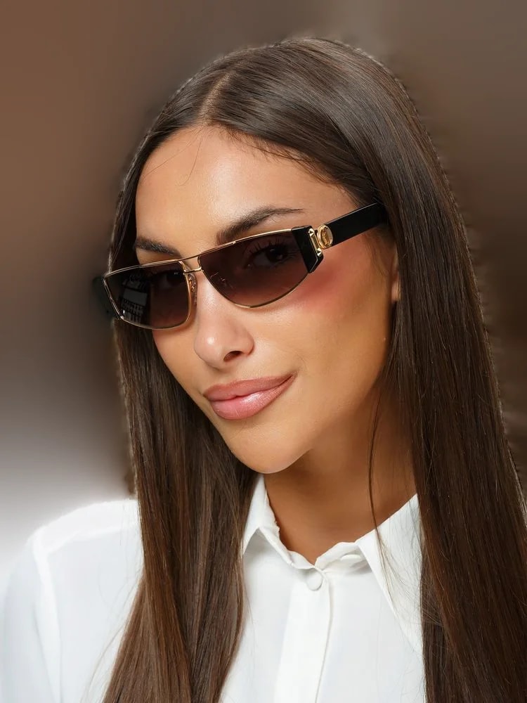 Just Cavalli Sjc179 Metal Rectangular Frame Sunglasses — Rose Gold 4