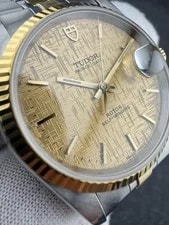 Tudor Prince Date – Ref. 74033 – Gold Linen Dial – 18k Yellow Gold Bezel! 2