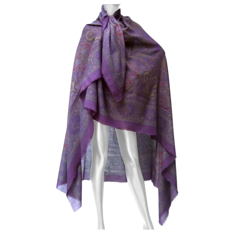 Yves Saint Laurent, Yves Saint Laurent Rive Gauche — Yves Saint Laurent Large Paisley Sheer Shawl Scarf Wrap C 1970s — Accessory — resale