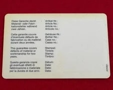 Original IWC Warranty Blank Card 3