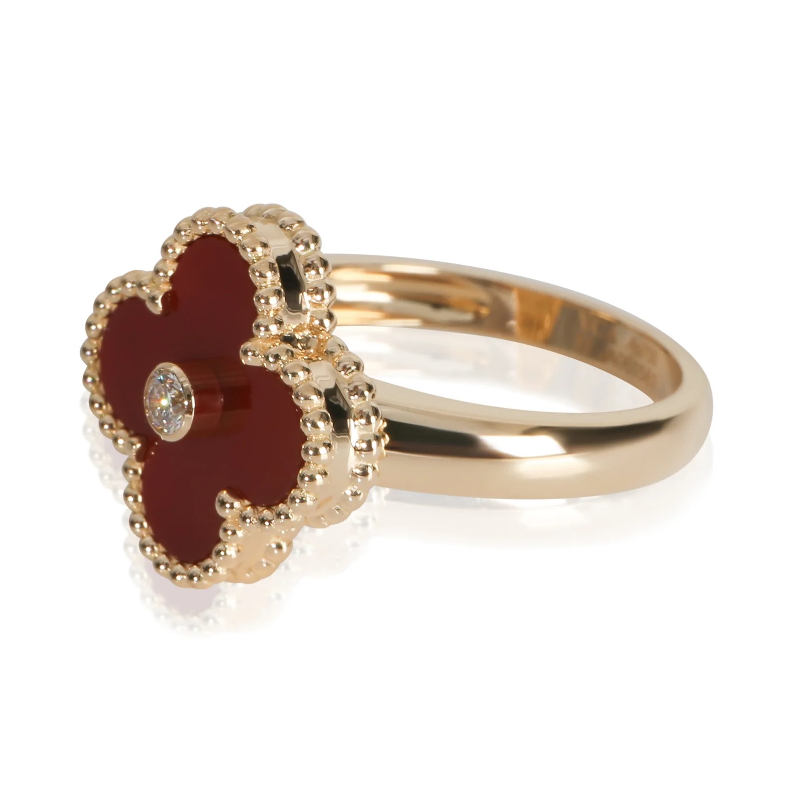 Van Cleef & Arpels Yellow Gold Carnelian and Alhambra 18k 4